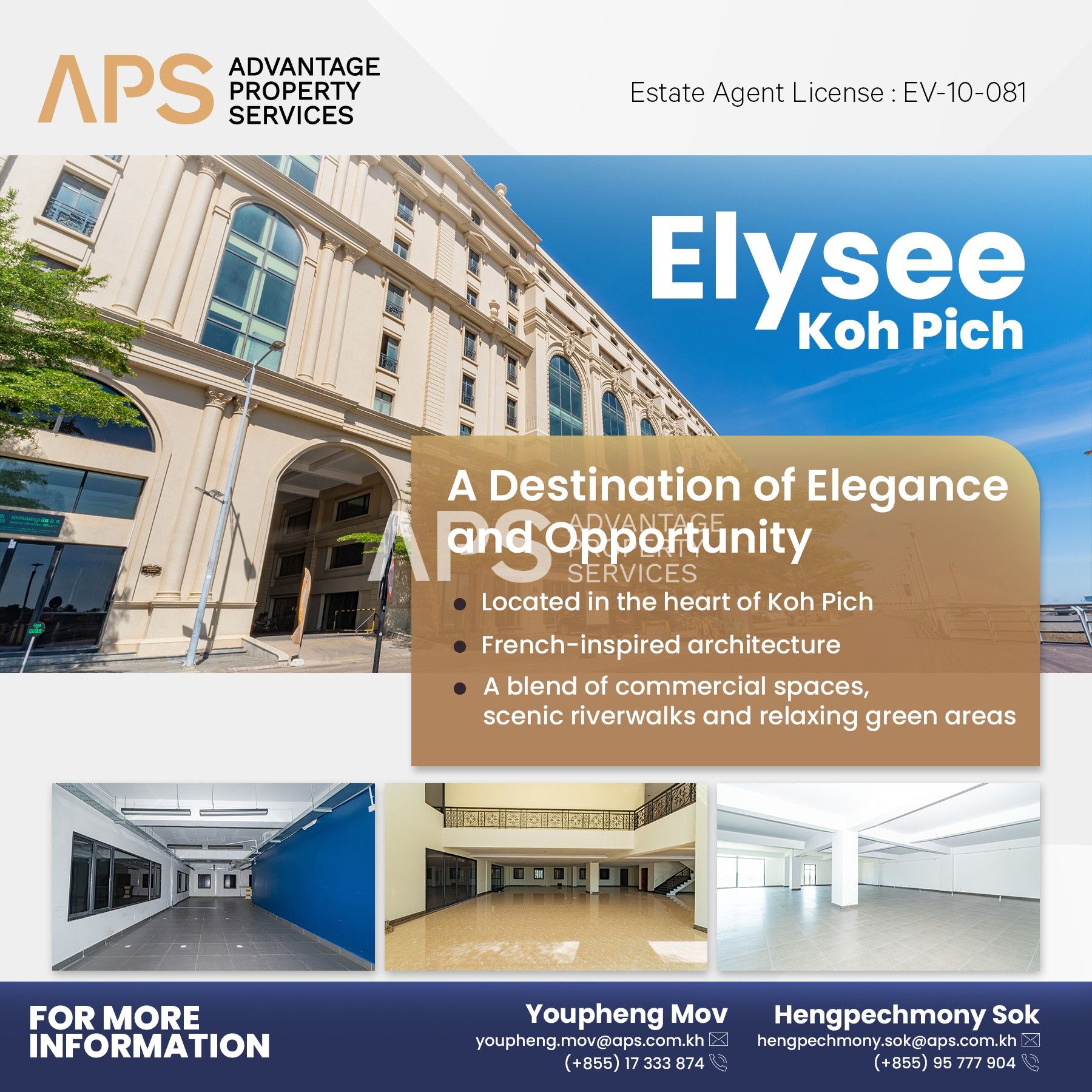 Shops for Rent at Elysee, Elite Town (Koh Pich City)